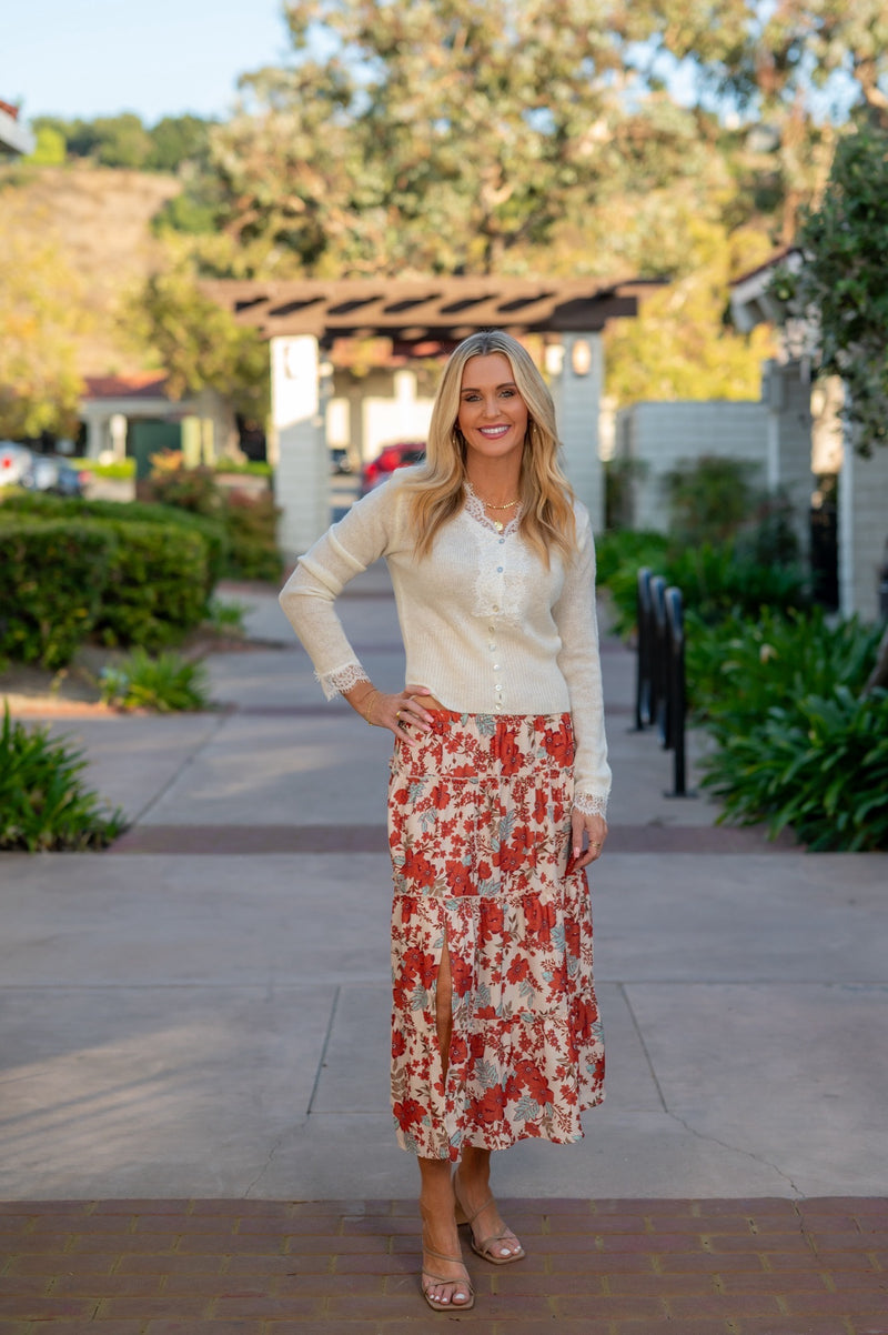 ALEXANDER TIERED MAXI SKIRT - RUST FLORAL