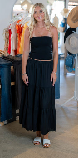 DOUBLE LAYER SMOOTH TUBE TOP - BLACK