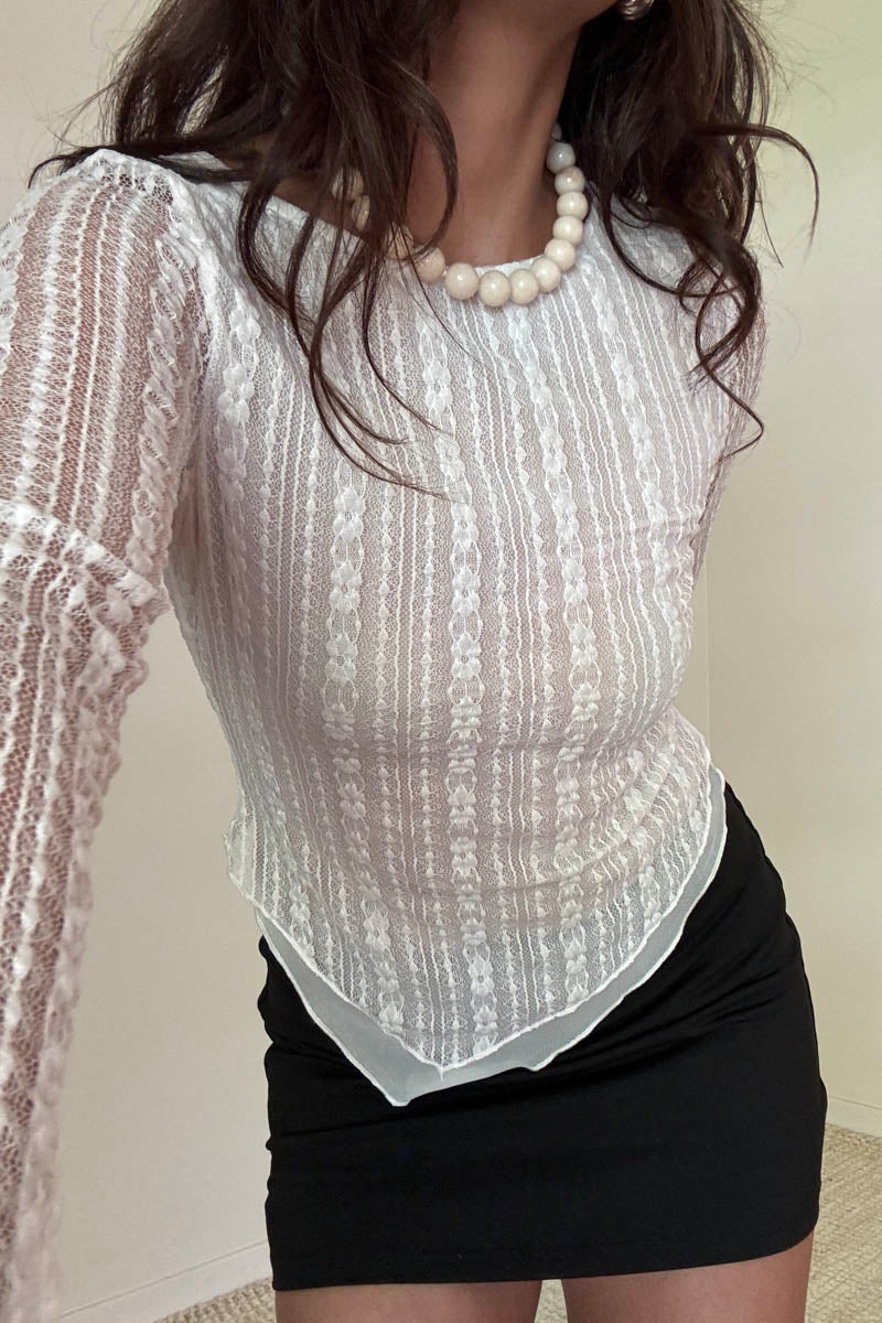 BOATNECK LACE TOP - WHITE
