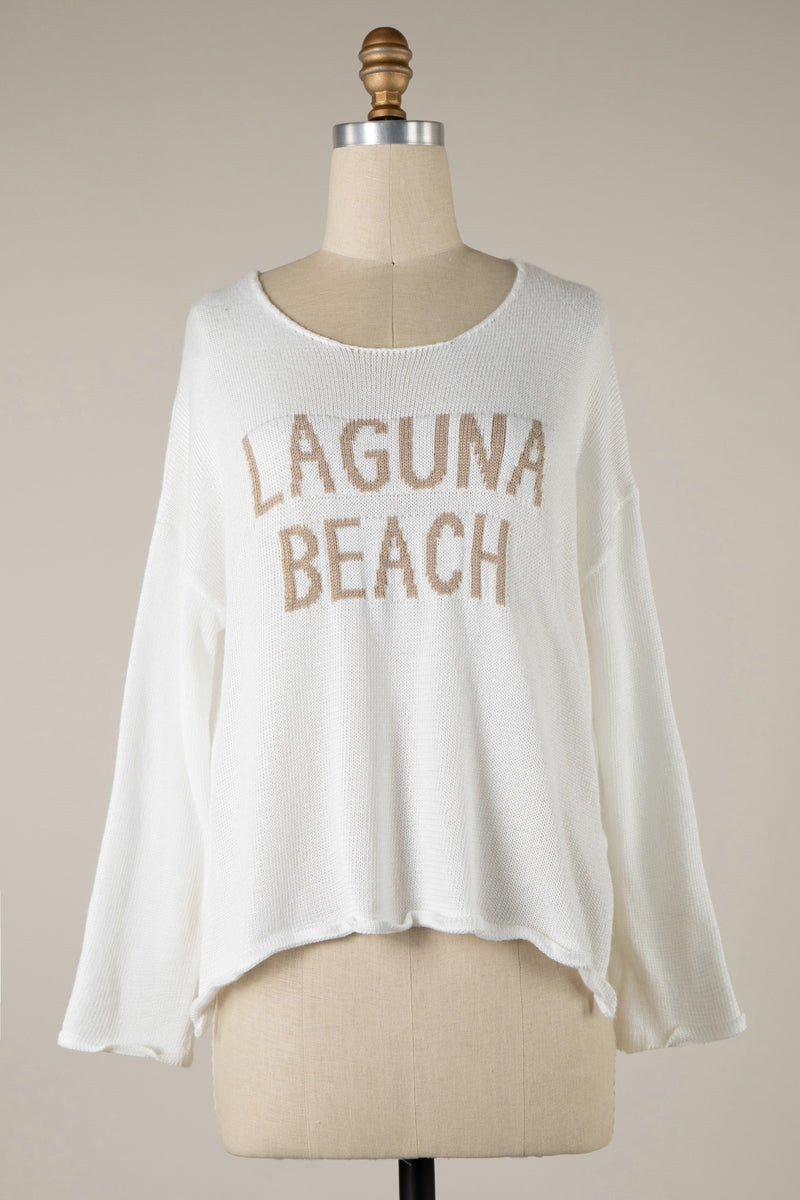 LAGUNA BEACH LIGHTWEIGHT SWEATER - WHITE/BEIGE
