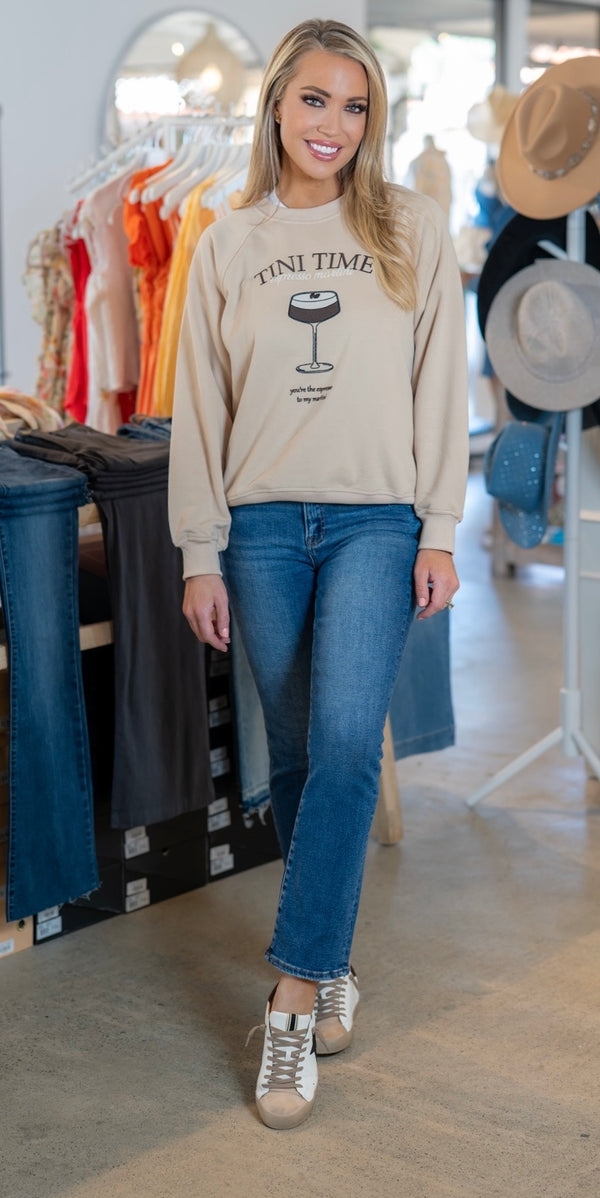 "TINI TIME" SWEATSHIRT - TAUPE