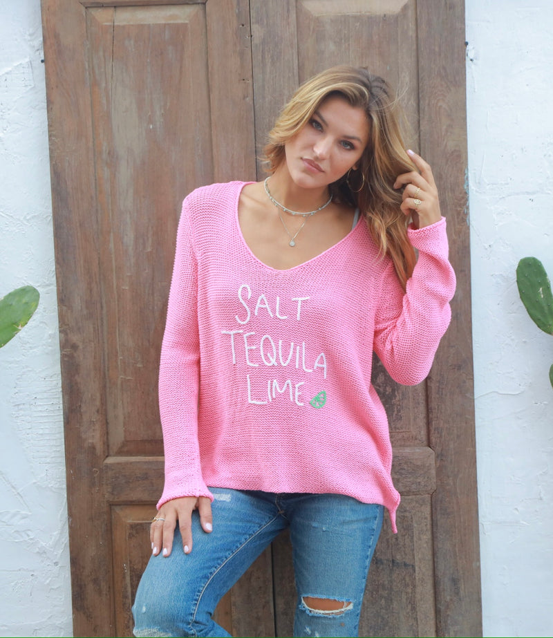 WOODEN SHIPS 'SALT TEQUILA LIME' SWEATER - PRETTY PINK