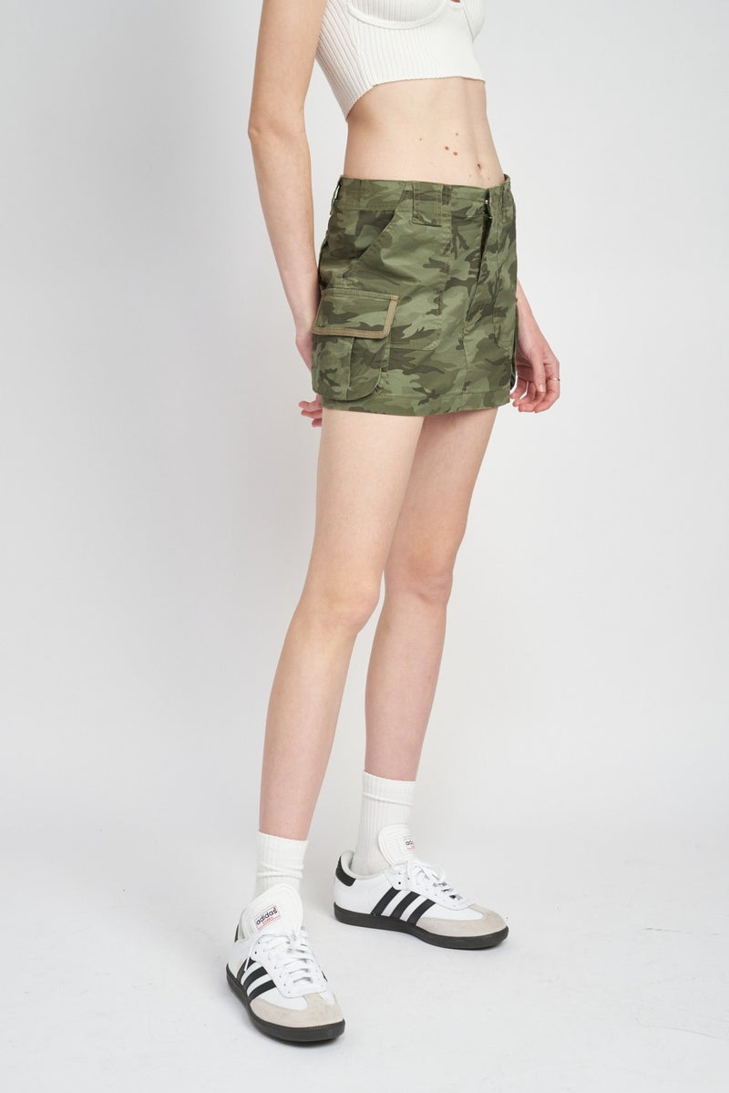 CAMO MINI SKIRT - OLIVE
