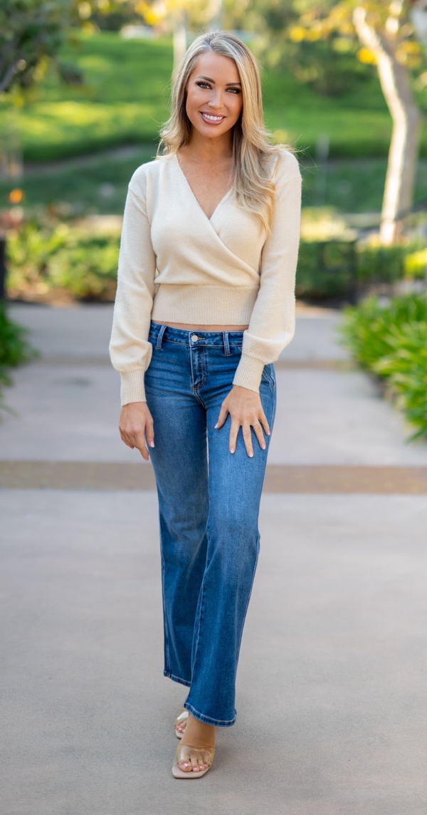 SURPLICE V-NECK SWEATER - ALPACA