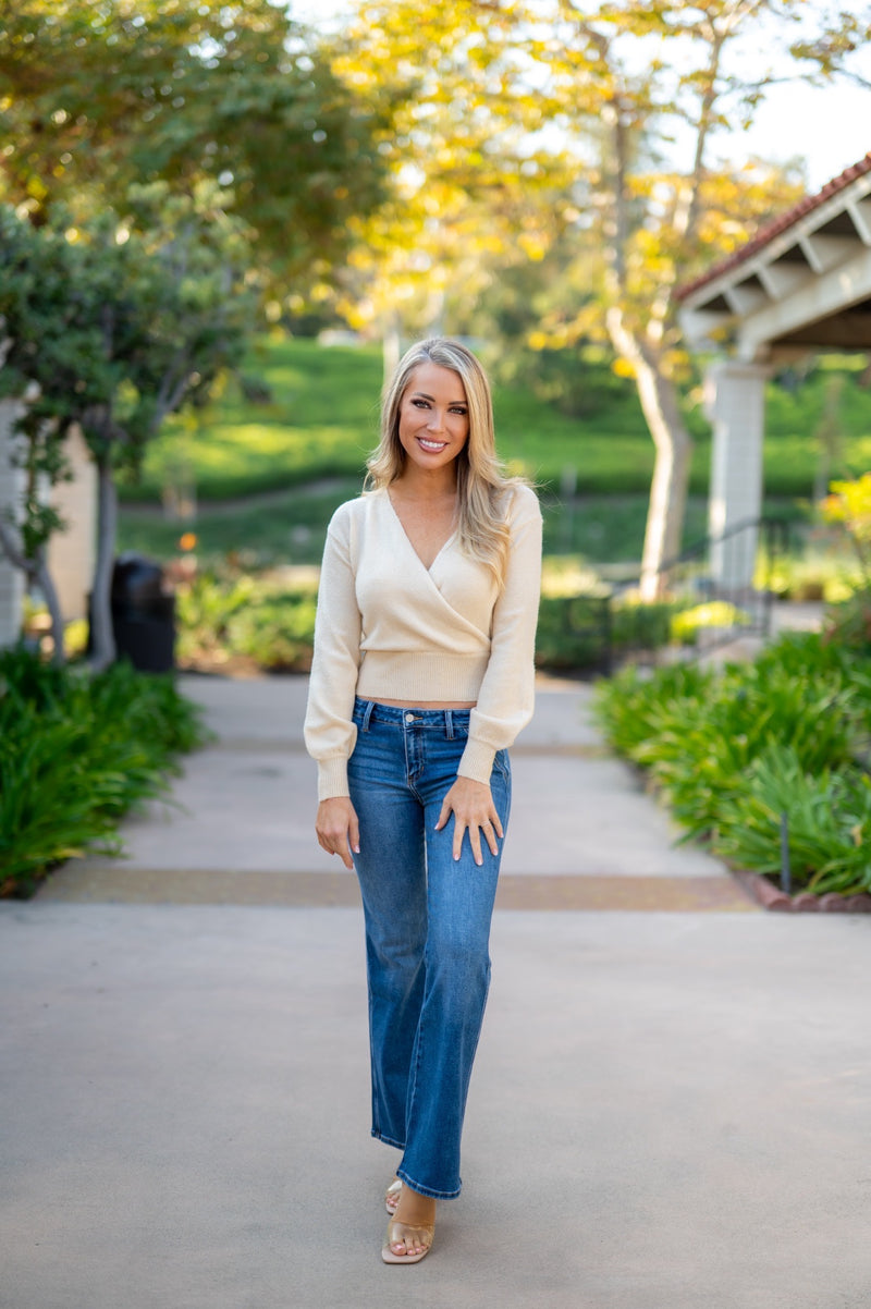 SURPLICE V-NECK SWEATER - ALPACA