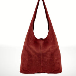 SILVIA SUEDE LEATHER SHOULDER BAG - MAROON