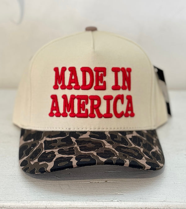 MADE IN AMERICA TRUCKER HAT - LEOPARD/RED