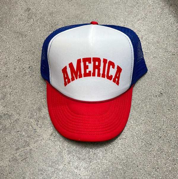 AMERICA TRUCKER HAT - RED/WHITE/BLUE
