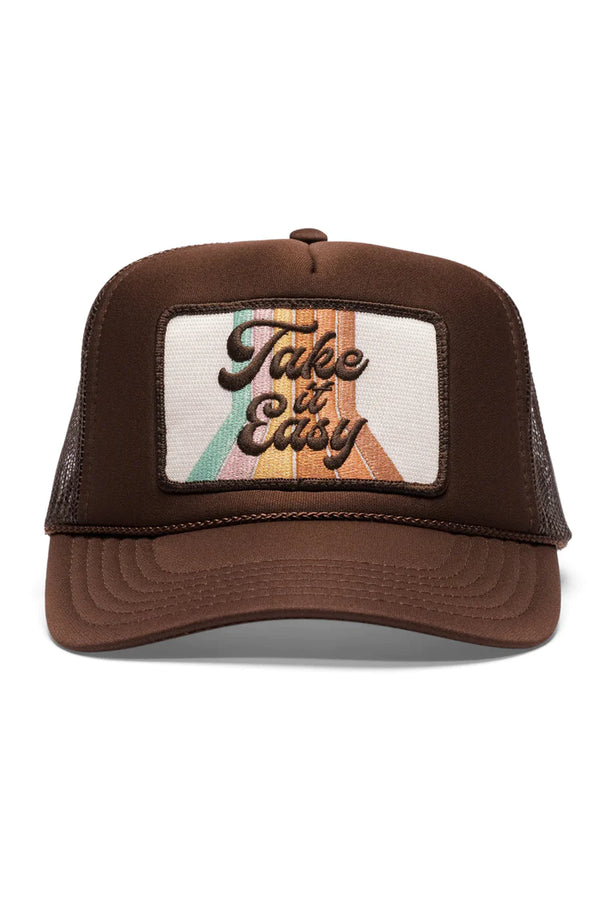 TAKE IT EASY TRUCKER HAT - BROWN