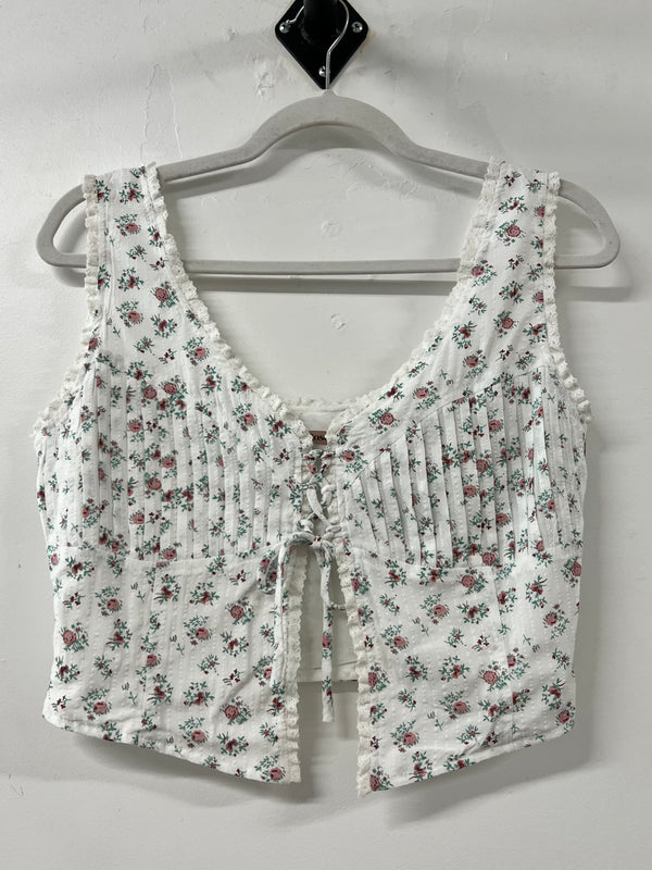 DITSY FLORAL COTTON CORSET TOP - OFF WHITE