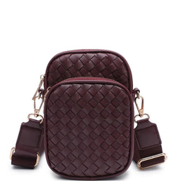 CELESTE WOVEN CROSSBODY BAG - WINE