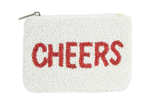 CHEERS BEADED COIN PURSE - WHITE