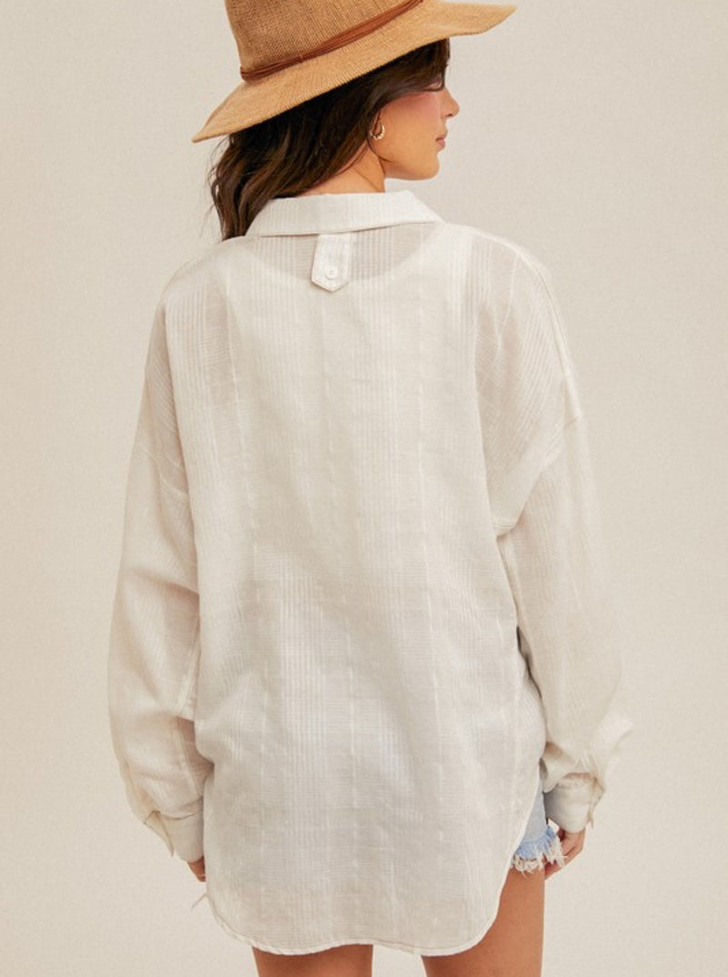 SOFT PLAID OVERSIZED SHIRT - WHITE
