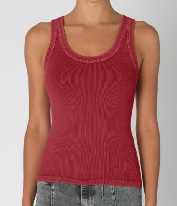 NIKIBIKI VINTAGE REVERSIBLE RIBBED TANK - VINTAGE CHERRY