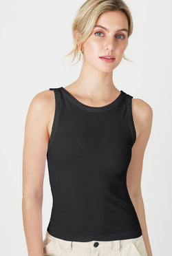 NIKIBIKI REVERSIBLE RIBBED TANK TOP - BLACK