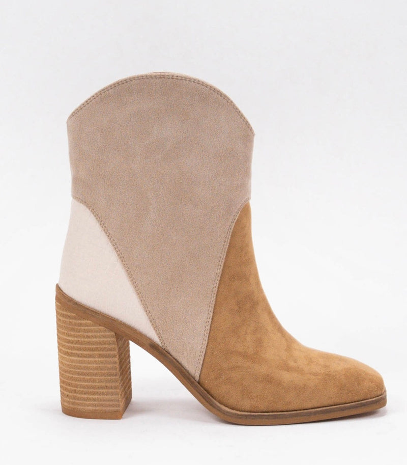 KENDALL TRI-TONE BOOTIE - CAMEL/TAUPE/BEIGE