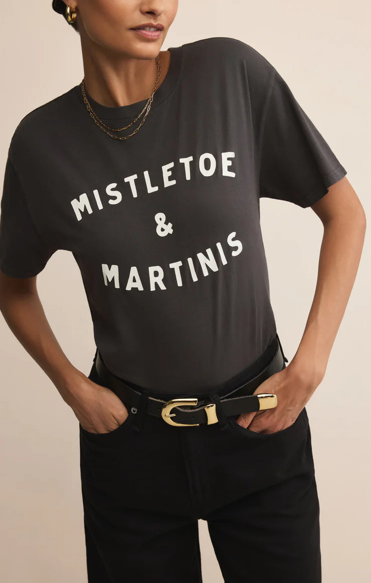 Z SUPPLY MISTLETOE BOYFRIEND TEE - BLACK SAND