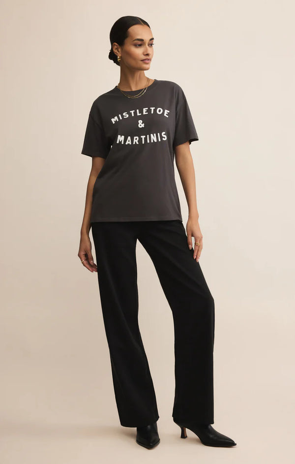 Z SUPPLY MISTLETOE BOYFRIEND TEE - BLACK SAND