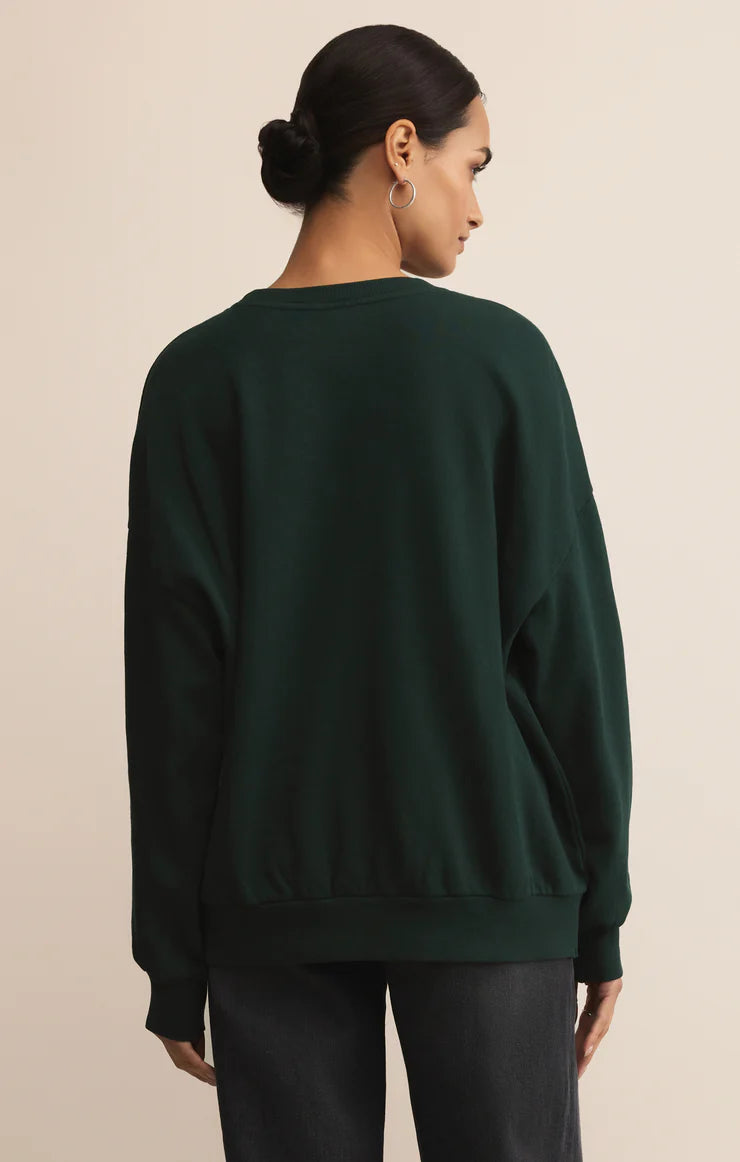 Z SUPPLY BRIGHT SUNDAY SWEATSHIRT - GARLAND GREEN