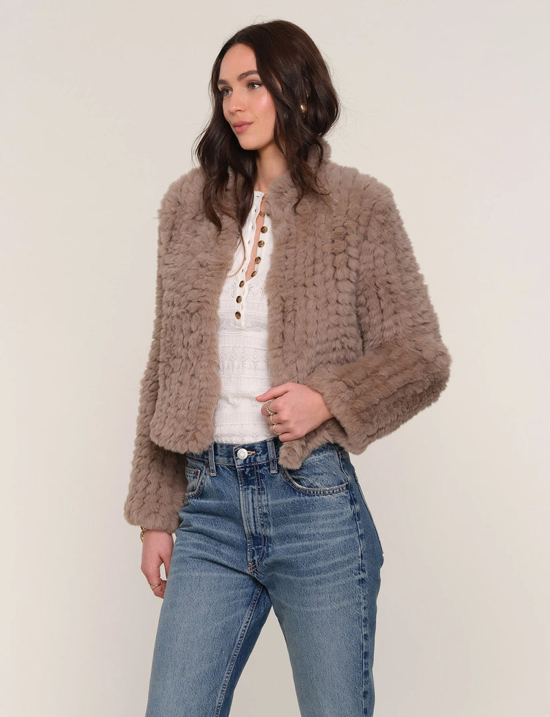DELINE FAUX FUR JACKET - STONE