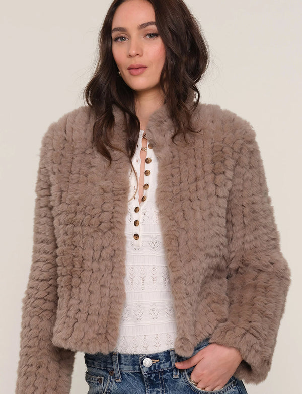 DELINE FAUX FUR JACKET - STONE