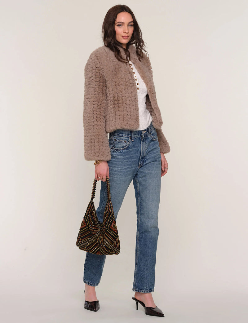 DELINE FAUX FUR JACKET - STONE
