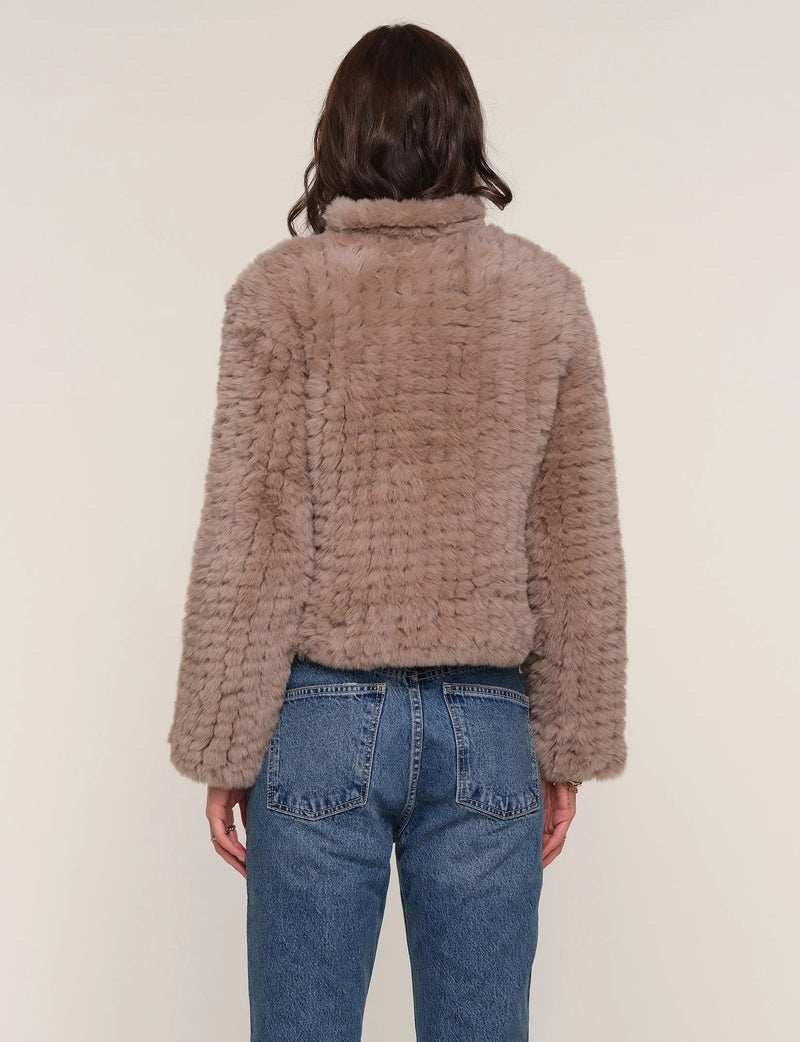 DELINE FAUX FUR JACKET - STONE