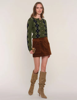 HEARTLOOM ELIANE CORDUROY SKIRT - SADDLE
