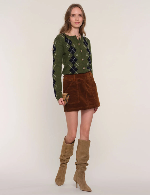 HEARTLOOM ELIANE CORDUROY SKIRT - SADDLE