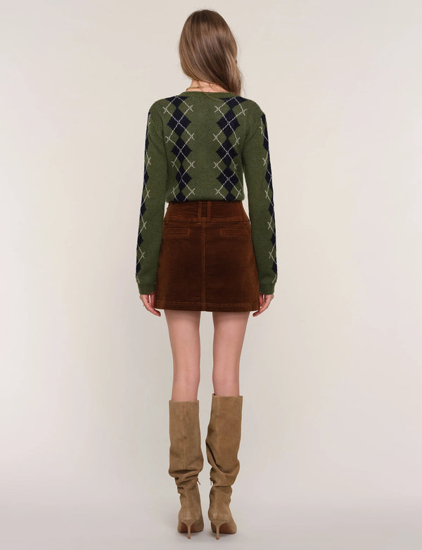 HEARTLOOM ELIANE CORDUROY SKIRT - SADDLE