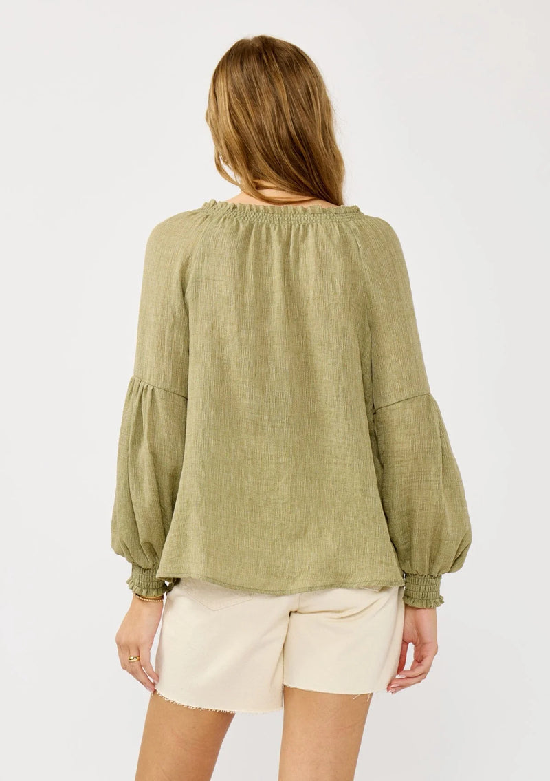 PASTORAL DREAMS POET BLOUSE - OLIVE