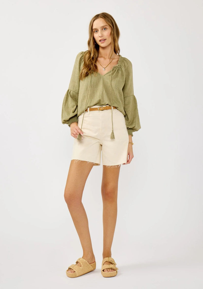 PASTORAL DREAMS POET BLOUSE - OLIVE