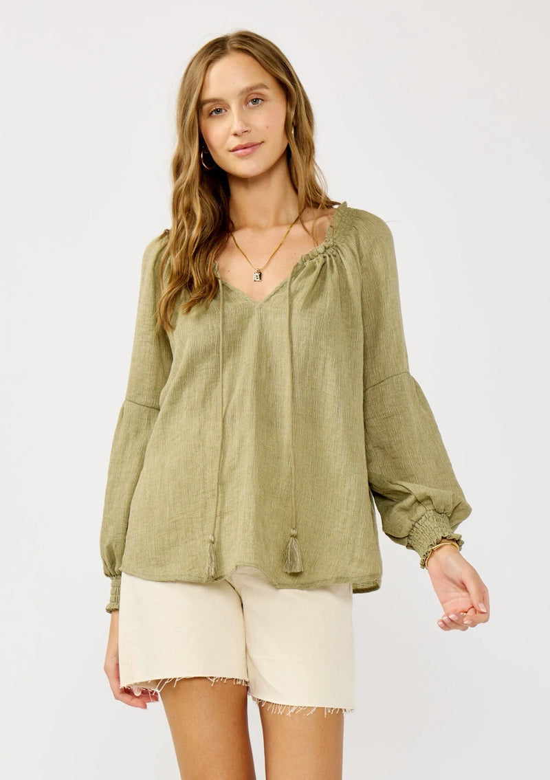 PASTORAL DREAMS POET BLOUSE - OLIVE
