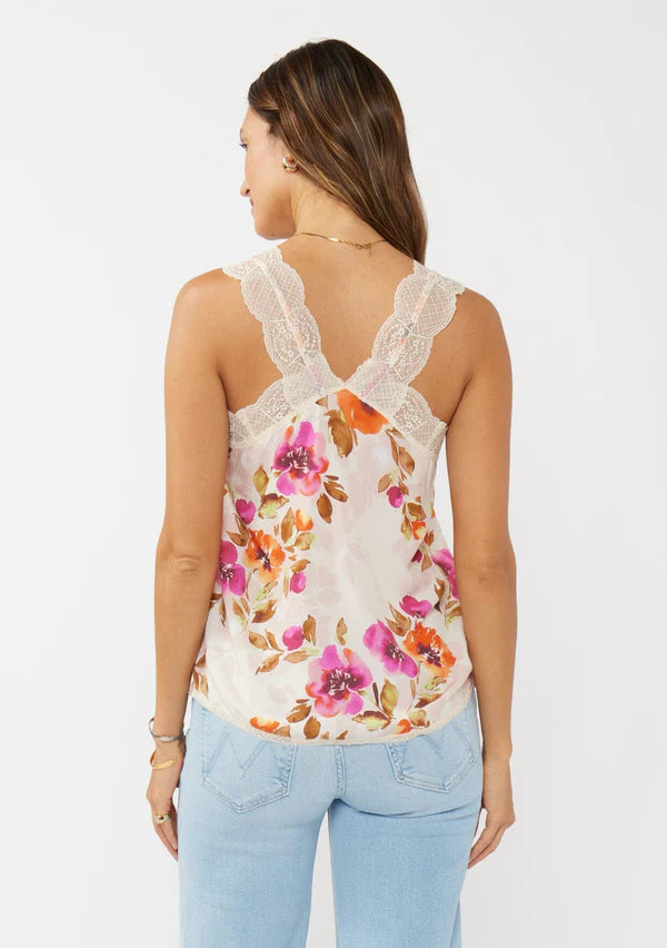 BLUSHING MEADOW LACE TANK TOP - NATURAL/ORCHID