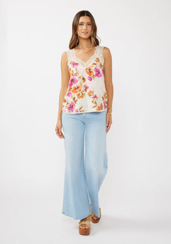 BLUSHING MEADOW LACE TANK TOP - NATURAL/ORCHID