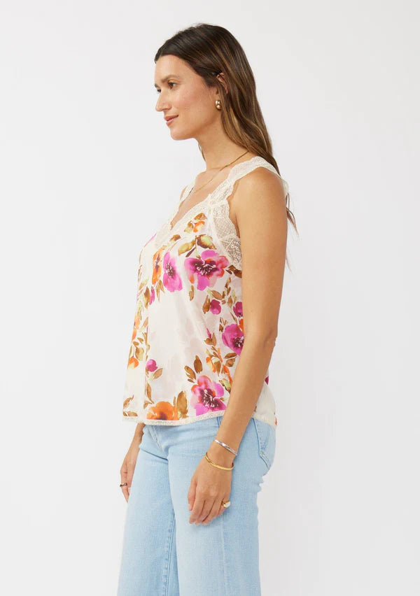 BLUSHING MEADOW LACE TANK TOP - NATURAL/ORCHID