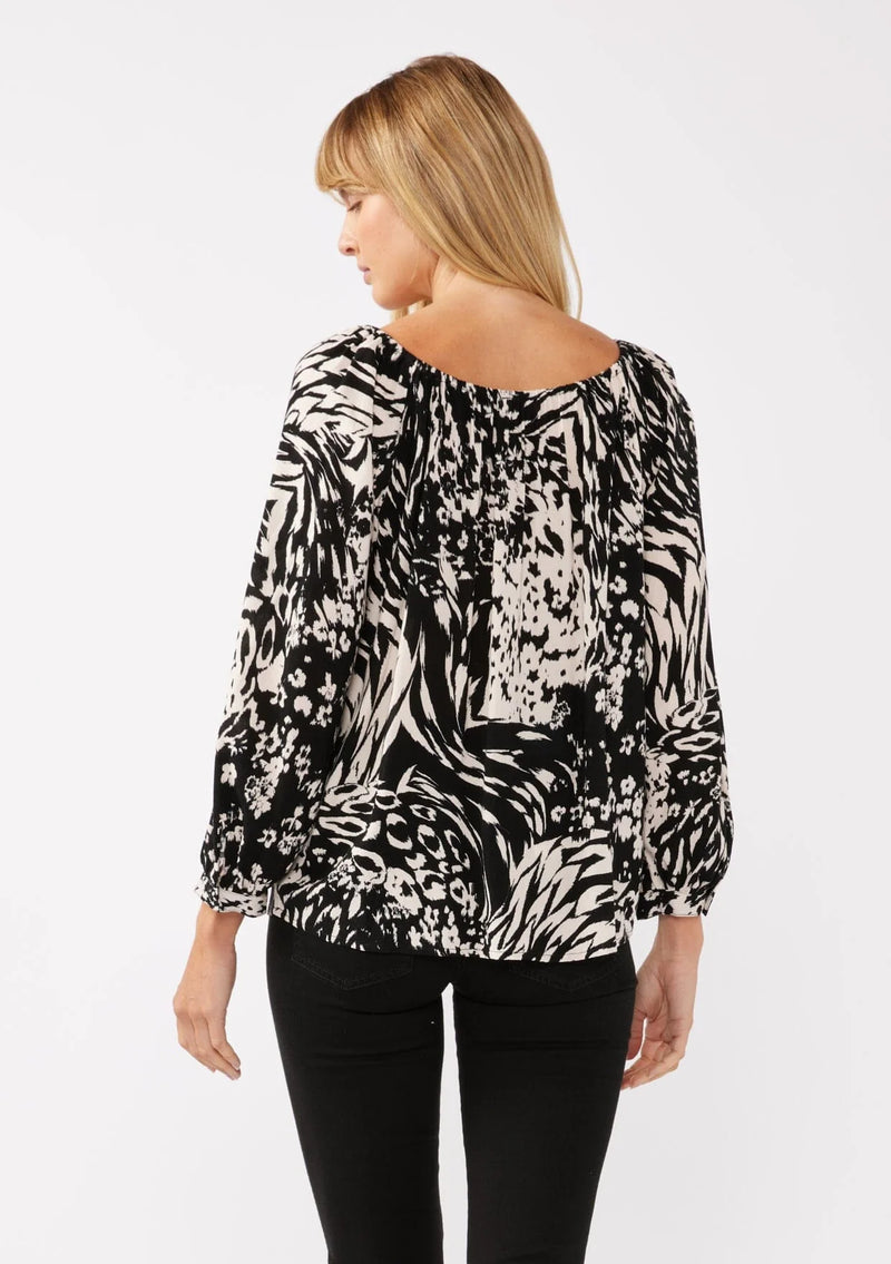 MIDNIGHT OASIS BLOUSE - BLACK/BLUSH