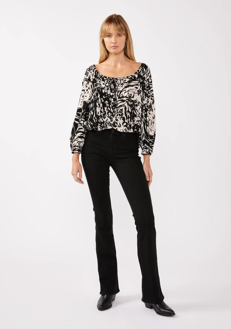 MIDNIGHT OASIS BLOUSE - BLACK/BLUSH