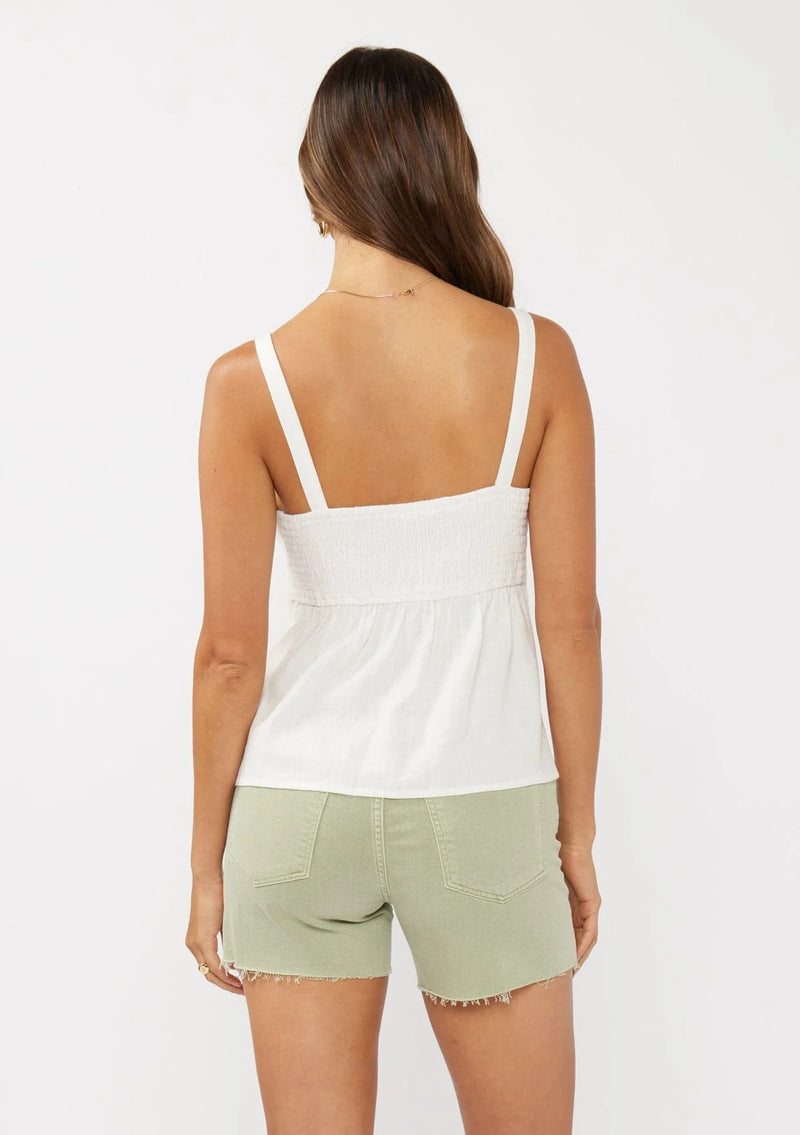 ROWAN BOHO BUTTON TANK TOP - WHITE