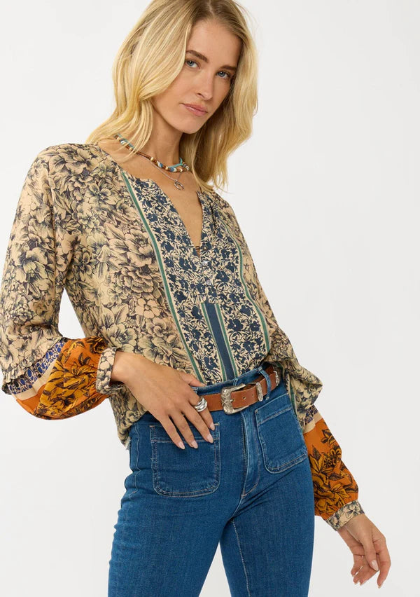 VALLEY MUSE BLOUSE - NATURAL/RUST