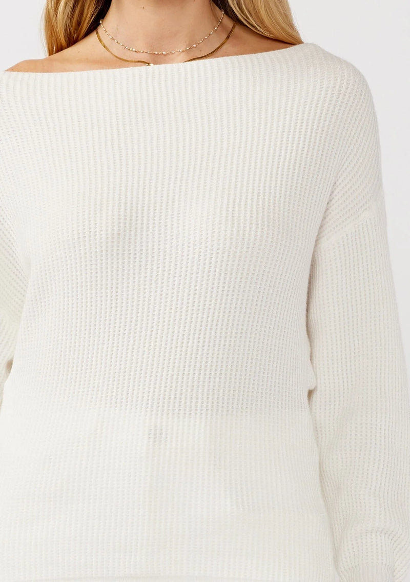 SNUGGLE UP OFF THE SHOULDER SWEATER - WINTER WHITE