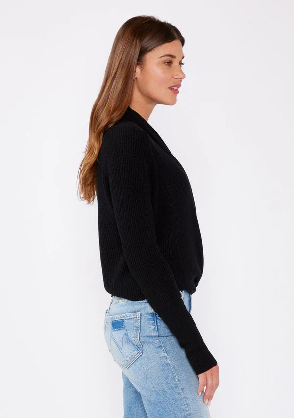 WILLA TIE FRONT SWEATER - BLACK