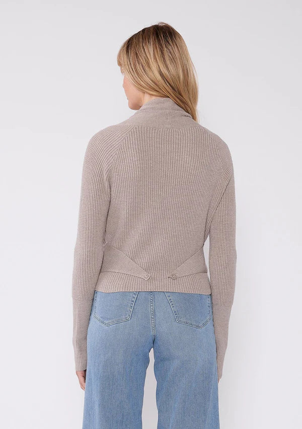 WILLA TIE FRONT SWEATER - HEATHER CEMENT