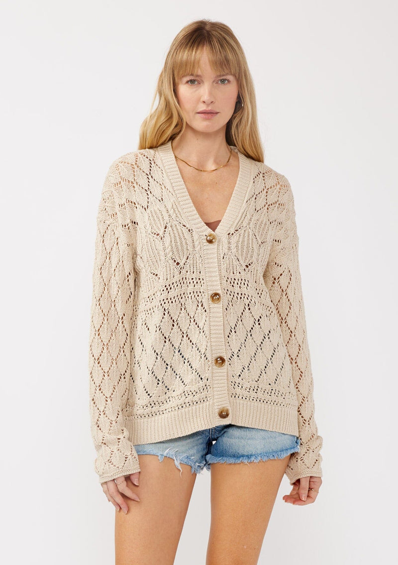 OUT AND ABOUT POINTELLE CARDIGAN - VANILLA