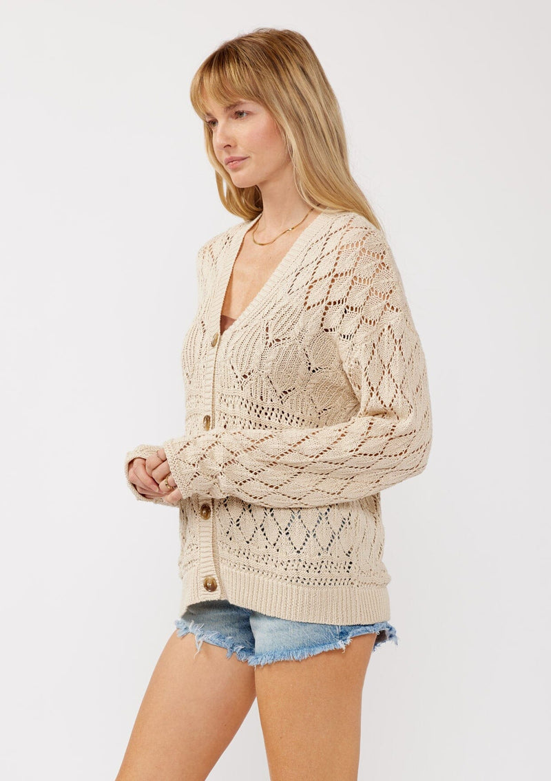 OUT AND ABOUT POINTELLE CARDIGAN - VANILLA