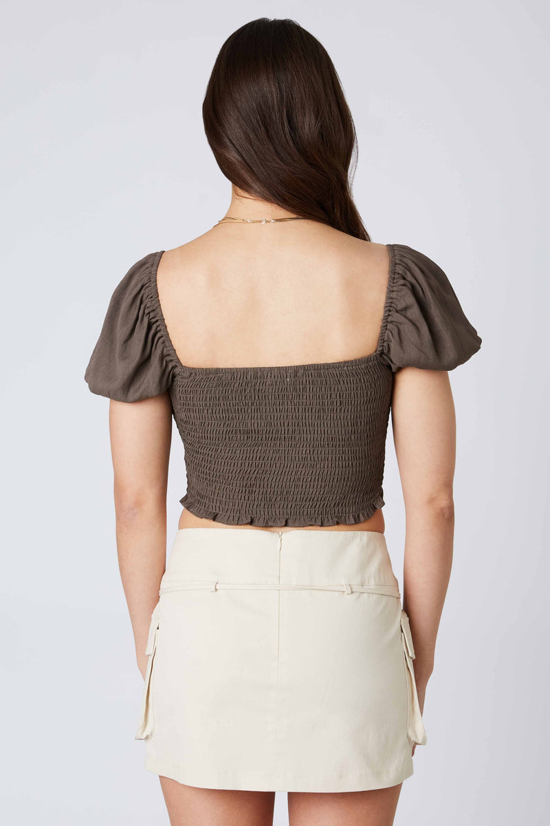 PUFF SLEEVE CUT OUT TOP - JAVA
