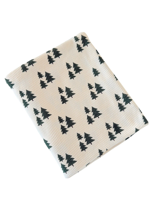 ORGANIC COTTON WAFFLE SWADDLE - FOREST GREEN TREES