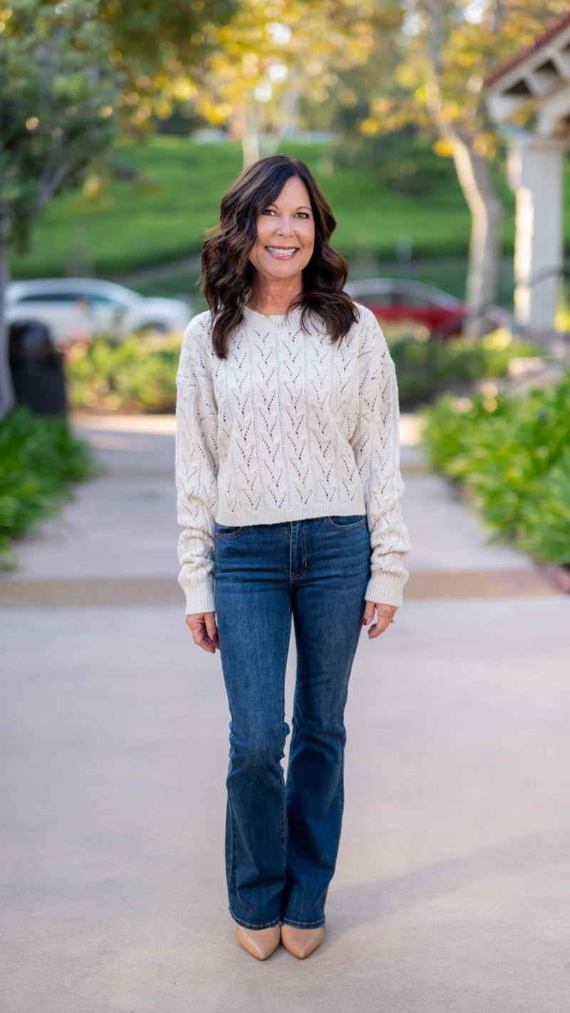 CROPPED OPEN KNIT SWEATER - ALPACA