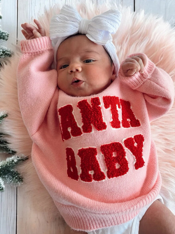 SANTA BABY KNIT SWEATER  - PINK