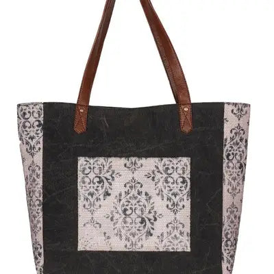 MIA UP-CYCLED CANVAS AND DURRIE TOTE - VINTAGE BLACK